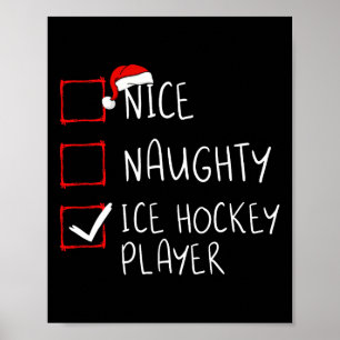 Nice Naughty Ice Hockey Player Liste Weihnachtslie Poster