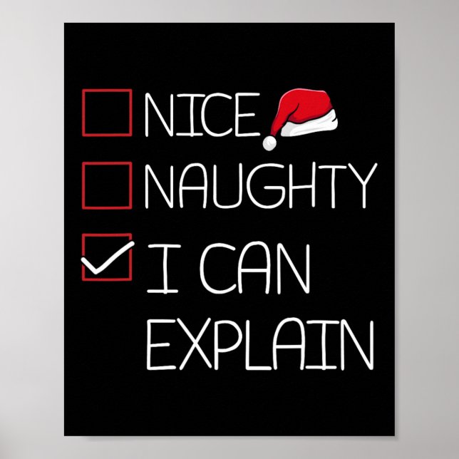 Nice Naughty ich kann Weihnachten Pajama Funny erk Poster (Vorne)