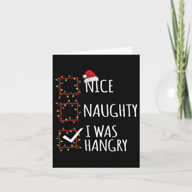 Nice Naughty ich war hangere Weihnachtsliste Santa Karte (Vorderseite)