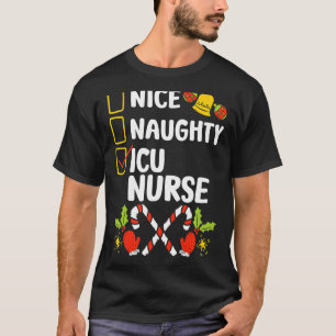 Nice Naughty ICU NurChristmas Santa Checklist T-Shirt