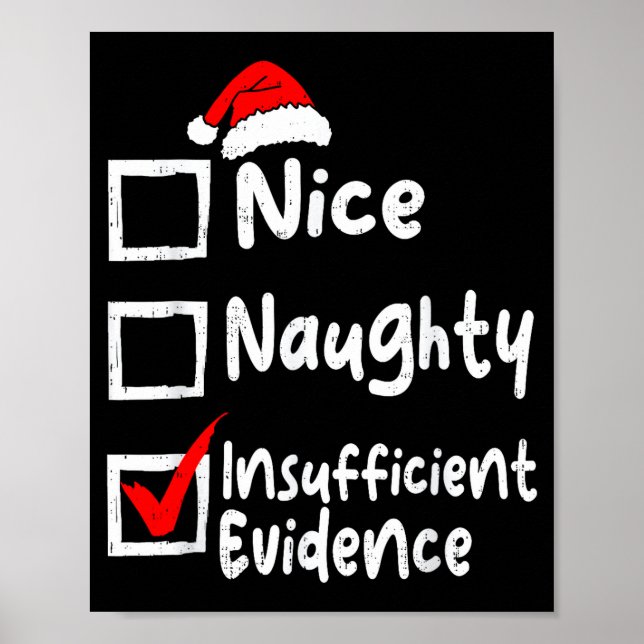 Nice Naughty Insufficient Evidence Funny Christmas Poster (Vorne)