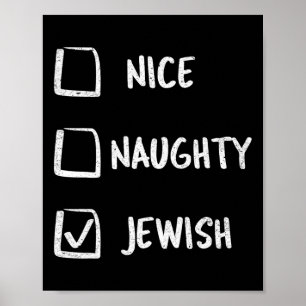 Nice Naughty Jewish Hanukkah Geschenk Weihnachten Poster