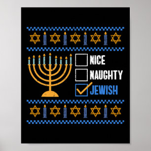 Nice Naughty Jewish Ugly Hanukkah - Hanukkah Poster
