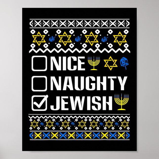 Nice Naughty jüdischen Hanukkah Chanukah jüdischen Poster (Vorne)