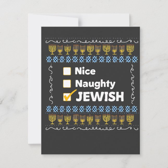 Nice Naughty jüdischen Hanukkah Ugly Sweater (Vorderseite)