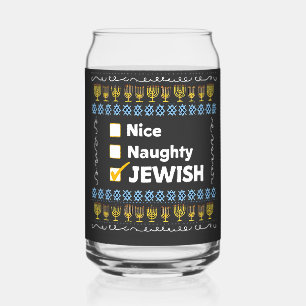Nice Naughty jüdischen Hanukkah Ugly Sweater Dosenglas