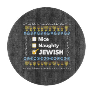 Nice Naughty jüdischen Hanukkah Ugly Sweater Schneidebrett