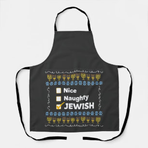 Nice Naughty jüdischen Hanukkah Ugly Sweater Schürze