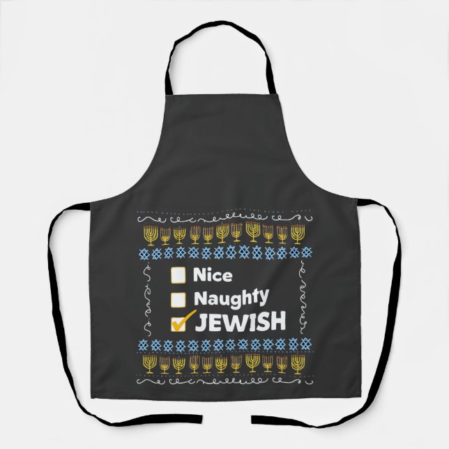 Nice Naughty jüdischen Hanukkah Ugly Sweater Schürze (Vorderseite)