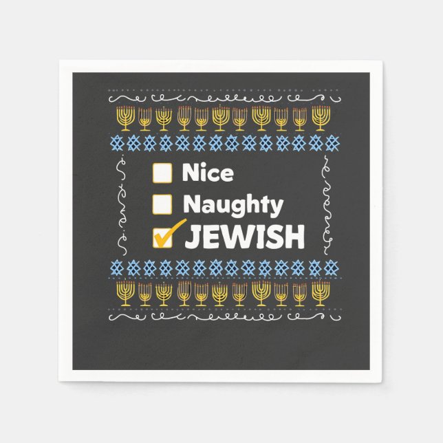 Nice Naughty jüdischen Hanukkah Ugly Sweater Serviette (Vorderseite)