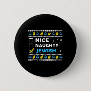 Nice Naughty jüdischen Ugly Hanukkah Sweater Chanu Button