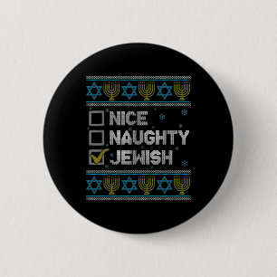 Nice Naughty jüdischen Ugly Hanukkah Sweater Chanu Button
