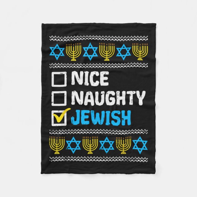 Nice Naughty jüdischen Ugly Hanukkah Sweater Chanu Fleecedecke (Vorderseite)