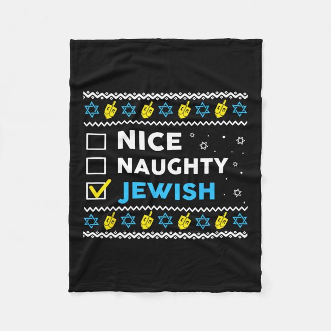 Nice Naughty jüdischen Ugly Hanukkah Sweater Chanu Fleecedecke (Vorderseite)