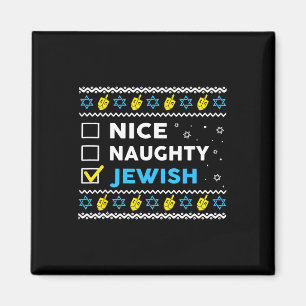 Nice Naughty jüdischen Ugly Hanukkah Sweater Chanu Magnet