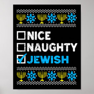 Nice Naughty jüdischen Ugly Hanukkah Sweater Chanu Poster