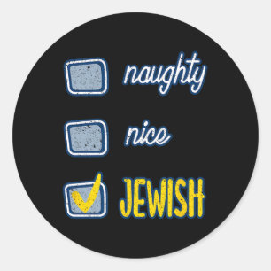 Nice Naughty jüdischen Ugly Hanukkah Sweater Chanu Runder Aufkleber