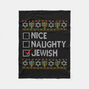 Nice Naughty jüdischen Ugly Hanukkah Sweater Funny Fleecedecke