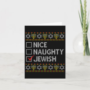 Nice Naughty jüdischen Ugly Hanukkah Sweater Funny Karte