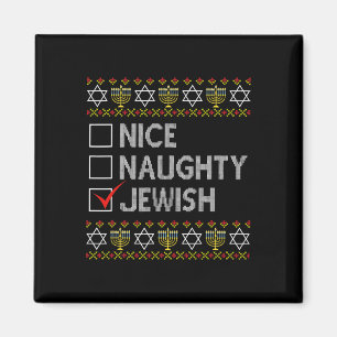 Nice Naughty jüdischen Ugly Hanukkah Sweater Funny Magnet
