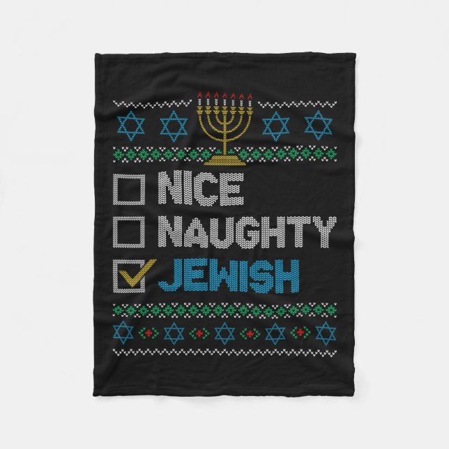 Nice Naughty jüdischen Ugy Weihnachten Sweater Fun Fleecedecke (Vorderseite)