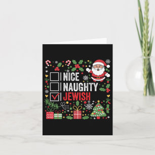 Nice Naughty Juwish Funny Weihnachten Weihnachtsma Karte