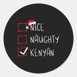 Nice Naughty Kenyan Weihnachten Kenya Heritage Roo Runder Aufkleber