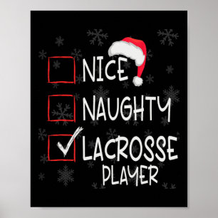 Nice Naughty Lacrosse Player List Weihnachten Poster