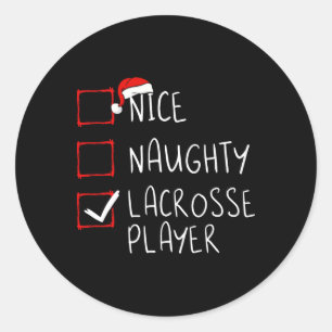 Nice Naughty Lacrosse Player List Weihnachten Runder Aufkleber