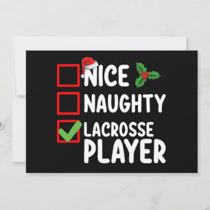 Nice Naughty Lacrosse Player Weihnachtsliste Einladung