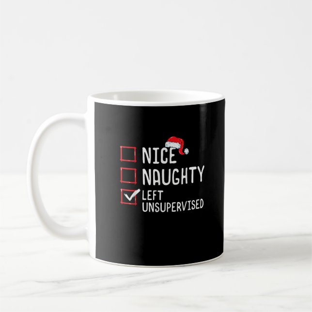 Nice Naughty Left Unsupervised Christmas List  Kaffeetasse (Links)