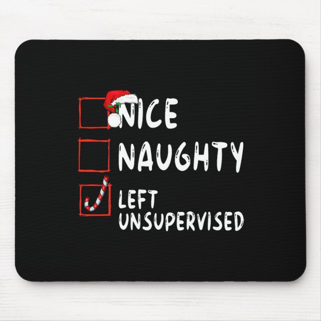 Nice Naughty Links unbeaufsichtigt Weihnachten Wei Mousepad (Vorne)