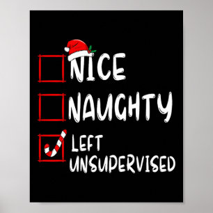 Nice Naughty Links unbeaufsichtigt Weihnachtsliste Poster