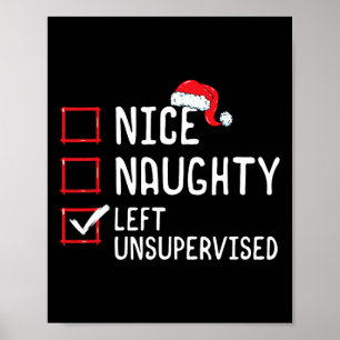 Nice Naughty Links unbeaufsichtigte Weihnachtslist Poster