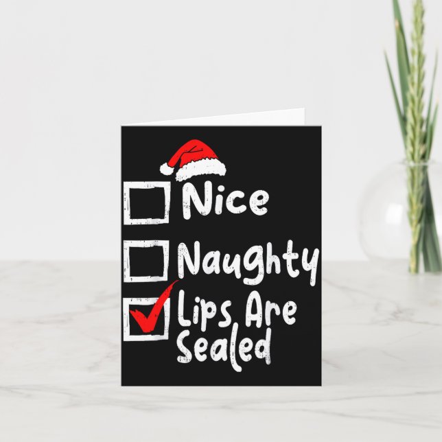 Nice Naughty Lips Funny Christmas List Family Matc Karte (Vorderseite)