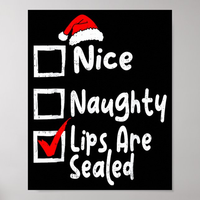 Nice Naughty Lips Funny Christmas List Family Matc Poster (Vorne)
