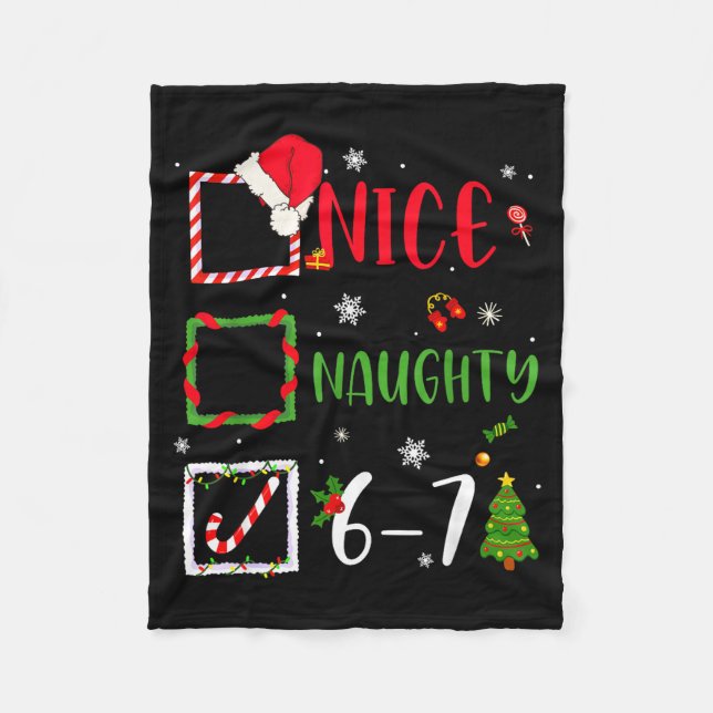 Nice Naughty List 67 Christmas Brainrot Funny 6-7  Fleecedecke (Vorderseite)