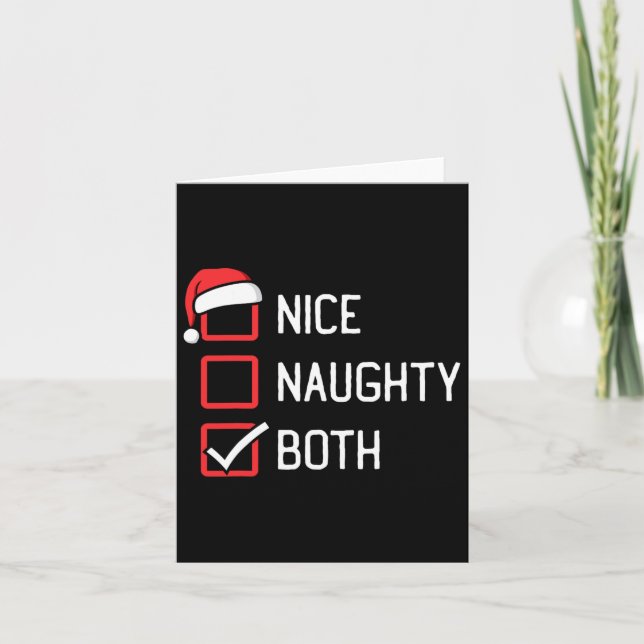 Nice Naughty List Beide Weihnachten Karte (Vorderseite)