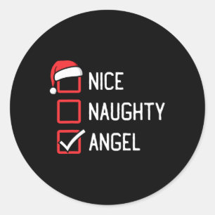 Nice Naughty List Engel Christmas 1 Runder Aufkleber