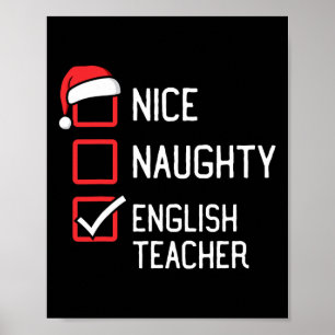 Nice Naughty List Englischlehrer Weihnachten Match Poster