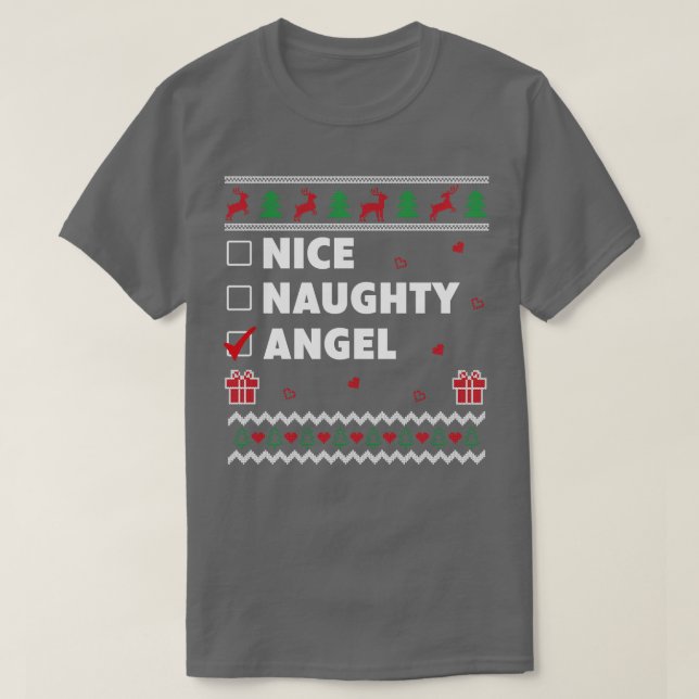 Nice Naughty List Ugge Christmas Design Engel T-Shirt (Design vorne)