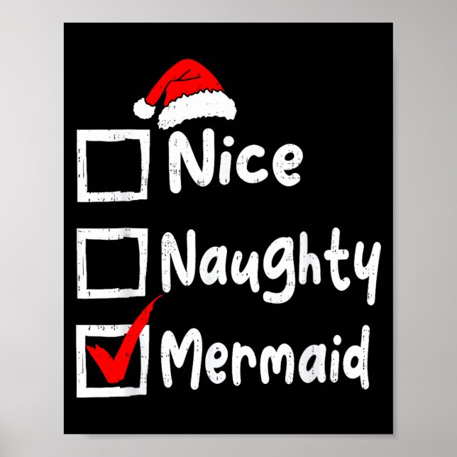 Nice Naughty Mermaid Funny Christmas List Family M Poster (Vorne)