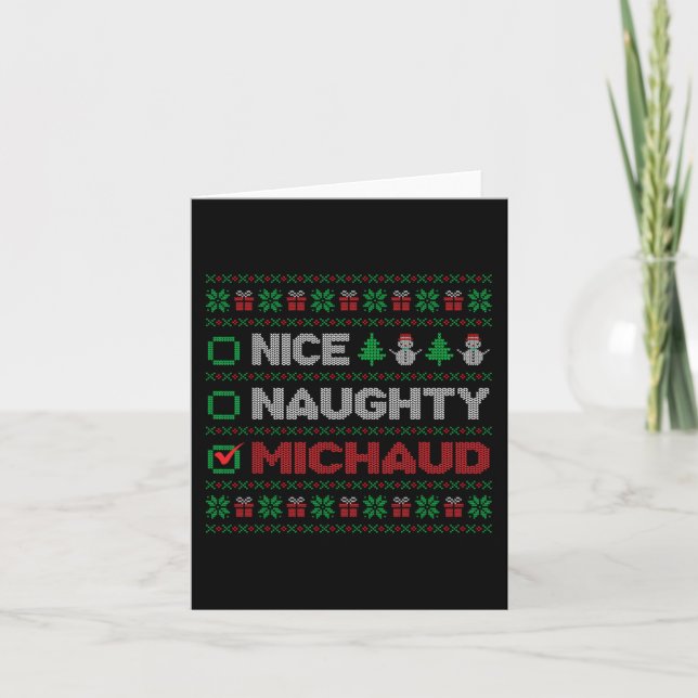 Nice Naughty MICHAUD Weihnachtsliste Ugy Karte (Vorderseite)