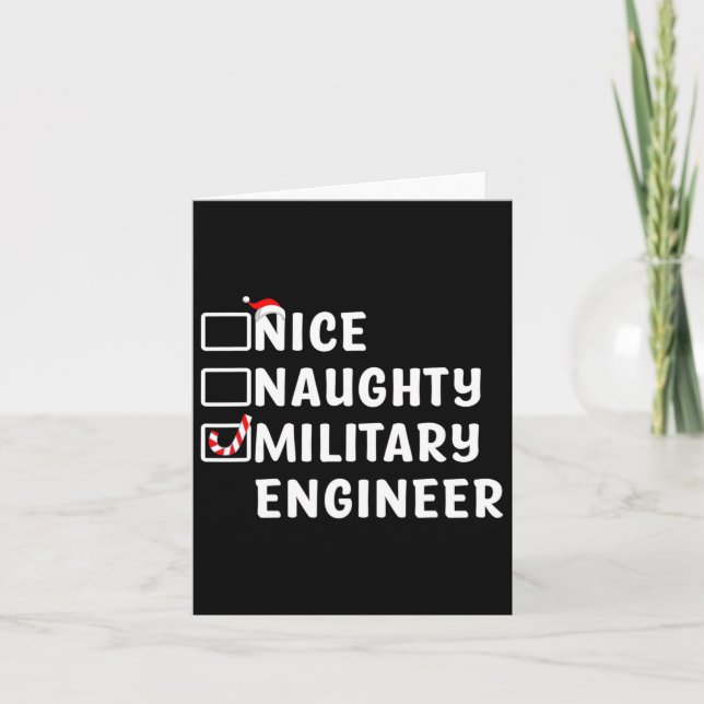 Nice Naughty Military Engineer Funny Christmas Eng Karte (Vorderseite)