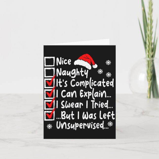 Nice Naughty Multi Checklist Funny Christmas List  Karte (Vorderseite)