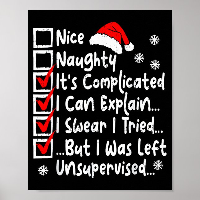 Nice Naughty Multi Checklist Funny Christmas List  Poster (Vorne)
