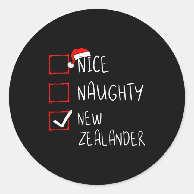 Nice Naughty New Zealander Christmas New Zealand H Runder Aufkleber (Vorderseite)