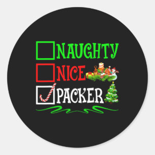 Nice Naughty Packer Weihnachtsliste Runder Aufkleber