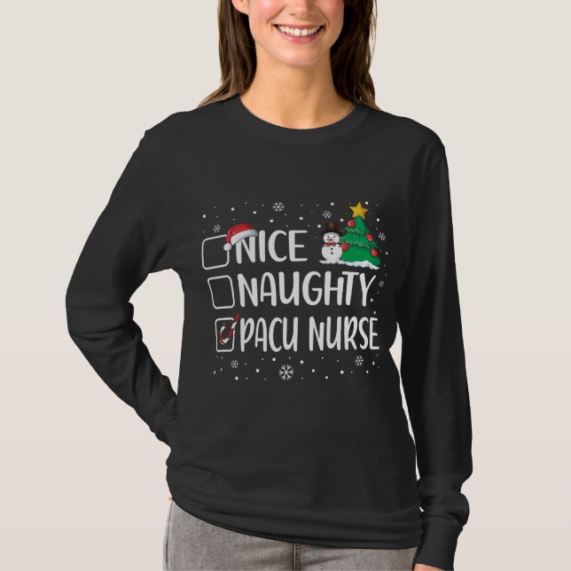 Nice Naughty Pacu Nurse Funny Christmas Pajama Xma T-Shirt (Vorderseite)