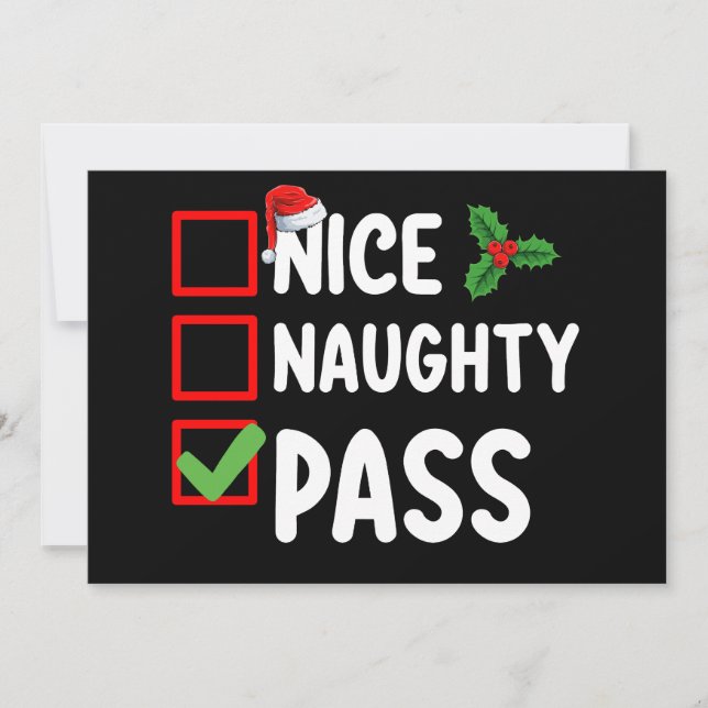 Nice Naughty Pass Weihnachtsfeiertag Einladung (Vorderseite)